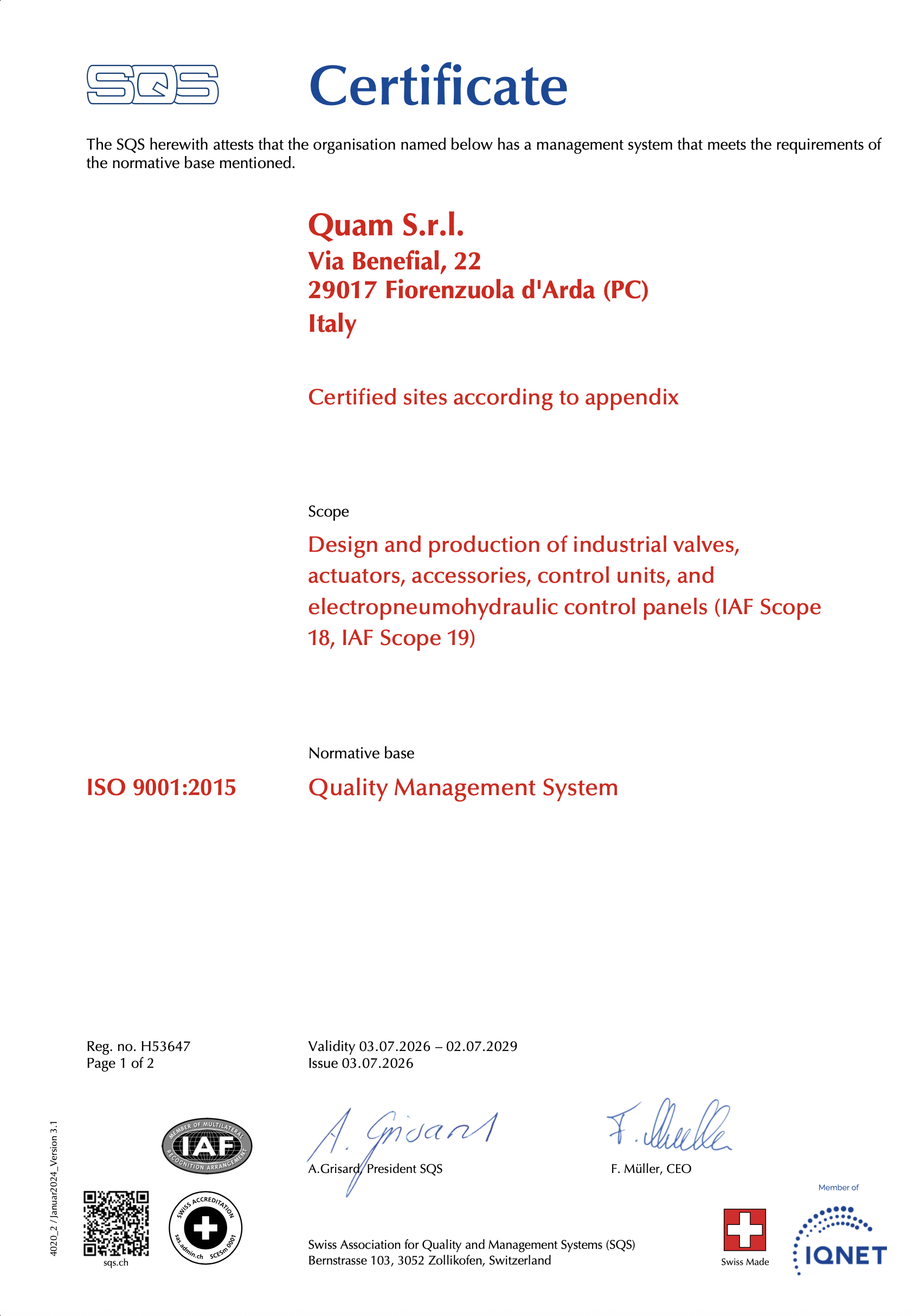 Certificate ISO 9001:2015